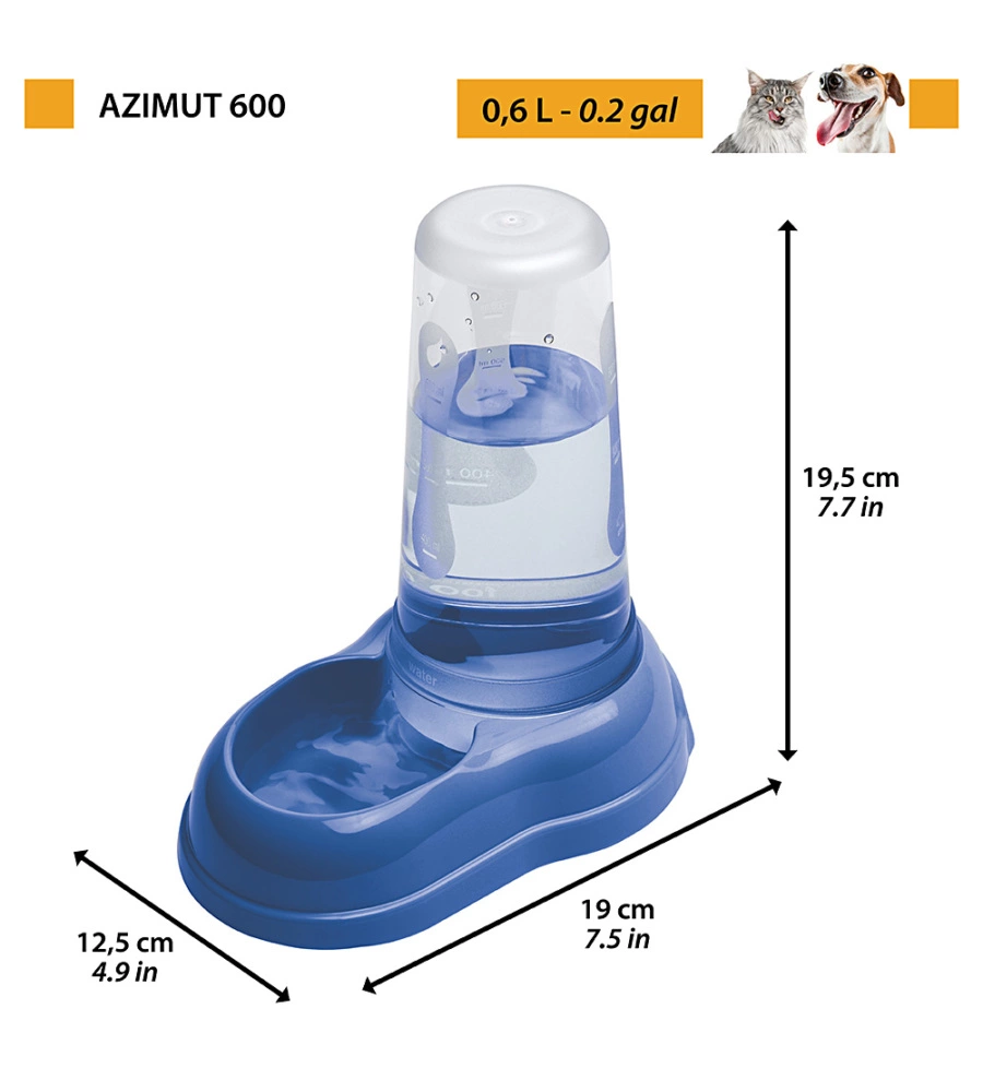 Distributore di cibo o acqua per cani e gatti 'azimut 600', blu- ferplast